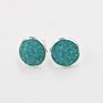 Silver Plating Stud Resin Druzy Drusy Earrings 12Mm Resin Cabochon Earrings for Women Jewelry Gift