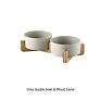 Stainless and Wood Frame Raise Puppy Food Feeder Eco Elevated Luxury Portable Travel Ceramic Cat Pet Dog Bowl For