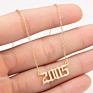 1980- Birth Year Number Stainless Steel Pendant Necklace for Women and Men