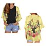 Christmas Blue Bell Cartoon Chiffon Kimono Cardigans Polynesian Tribal Style Casual Loose Open Front Swimwear Shirt Beach Women