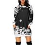 Christmas Hoodies Women Long Sleeve Sweatshirt Christmas Printed Pocket Women Sweatshirt Dress Hoodies