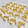 Adjustable Women Statement Rings Personalized Gold Bold Initial Letter Open Ring
