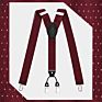 Brown Plaid Color Formal 6 Clips Braces Women Adjustable Polyester Suspenders