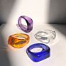 Geometric Chunky Candy Color Poly Acrylic Rings Cute Marble Texture Acid Acetate Colorful Acrylic Resin Ring Set for Woman