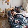 Luxury Simple Quilt Cover Bedding Set 100% Cotton Twill Small Fresh Double Bed 4 Pcs Bed Sheet Set