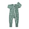 Newborn Cotton Print Long Sleeve Zipper Style Baby Kids Stripe Cheetah Leaf Print Autumn Zip up Bodysuits Sleeper Romper