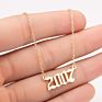 1980- Birth Year Number Stainless Steel Pendant Necklace for Women and Men