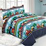 3 Pcs Machine Washable Printing Cotton Quilts Bedding Sets Quilt with Queen King Different Sizes
