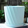 Ins Matte Glazed Ceramic Planter Pot with Saucer Modern round Decor Indoor Planter with Drainage Hole for Plants