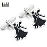 Kaidvll Cufflinks Luxury White Stripe Rectangle Cufflink Crown Crystal Novelty Cufflink for Mens