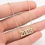 1980- Birth Year Number Stainless Steel Pendant Necklace for Women and Men