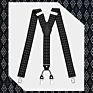 Brown Plaid Color Formal 6 Clips Braces Women Adjustable Polyester Suspenders