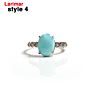 Natural Rose Quartz Malachite Different Gems Adjustable Larimar Ring