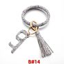 Pu Leather O Bracelet Bangle Key Chain Tassel Acrylic Door Opener Contactless Pendant Wristlet Leopard Print Tassels Key Ring