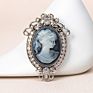 Jaenones Vintage Rhinestone Brooches Queen Head Portrait Brooch Cameo Brooch Sets