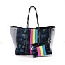 Large Capacity Colorful Printed Portable 2 in 1 Neoprene Beach Handbag