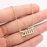 1980- Birth Year Number Stainless Steel Pendant Necklace for Women and Men
