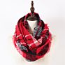 72 Colors Chic Knit Acrylic Women Tartan Plaid Infinity Scarf Bandana Grid Check Red Buffalo Plaid Snood Wraps