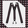 Brown Plaid Color Formal 6 Clips Braces Women Adjustable Polyester Suspenders