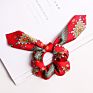 Qiyue Animal Snake Leopard Print Rabbit Ear Hair Scrunchies with Ties