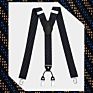 Brown Plaid Color Formal 6 Clips Braces Women Adjustable Polyester Suspenders