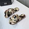 Fluffy Slippers Women Indoor Shoes Ladies Cross Leopard Print Fur Slippers Female Home Fur Slides Faux Fur Slipper