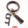 Pu Leather O Bracelet Bangle Key Chain Tassel Acrylic Door Opener Contactless Pendant Wristlet Leopard Print Tassels Key Ring