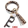 Pu Leather O Bracelet Bangle Key Chain Tassel Acrylic Door Opener Contactless Pendant Wristlet Leopard Print Tassels Key Ring