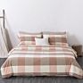 100% Cotton 4 Piece Bedding Set Plaid Checker Pattern Minimalist Style Twin Queen King Size Fitted Sheet Bedding Set