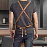 100% Cotton Canvas Leather Apron Barista Bartender Apron for Men and Woman