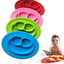 100% Silicone Suction Plate with Built-In Placemat Infants Toddlers Baby Silicone Bowl Smile Dinner Plates