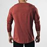 100%Cotton Men's Relaxed Premium Long Sleeve Scoop Hemline Shirts Printed Logo