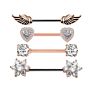 10Pairs/Set Stainless Steel Nipple Rings Tongue Ring Piercing Body Jewelry Barbell Cz Heart Shape Rings for Women Girls
