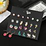 12 Pairs/Set Cute Lovely Mixed Small Enamel Owl Resin Flower Stud Earrings Set