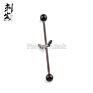14 Gauge Black Titanium Anodized 3D Logo Industrial Barbell Body Jewelry