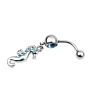14G Bellybutton Ring Navel Piercing with Dangling Sea Horse