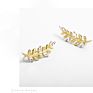 14K Gold Plated 925 Sterling Silver Crystal Olive Leaf Ear Clip
