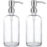 16 Oz Hand Liquid Soap Dispenser Boston Glass Bottles with Stainless Steel Pump