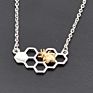 18K Gold Plated Bee Heart Pendant Necklace Real Gold Chain Honeycomb Bee Necklace