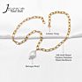 18K Gold Plated Link Chain Stainless Steel Choker Baroque Pearl Pendant Necklaces Pearl