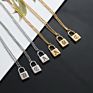 18K Gold Plated Old English Initial Letter Padlock Necklace Personalized 316L Stainless Steel Lock Necklace