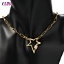 18K Gold Star Screw Clasp Lock Chain Necklace