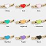 18K Real Gold Plated 6Mm Brass round Beads Personalized Diy Enamel Heart Charm Bracelet for Women Girls