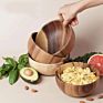 20Cm Salad Bowl Hand Made Solid Wood Kitchen Utensils Tableware Teak Wood Salad Wooden Bowl