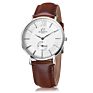 20Pc 40 Mm Stainless Steel Back Clock Brown Leather Mineral Glass Men's Watch Timepieces