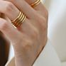 2 Designs Spiral Multi Layered Stainless Steel Ring Hollow Twisted 18K Gold Plated Rings for Women Plain Minimalist Jewelry