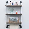 3-Tier Industrial Pipe Bathroom Shelf Wall Mount,61Cm Rustic Utility Storage Shelves,Wood Storage Floating Shelves with Towel