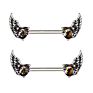 316L Surgical Steel Gothic Wing Nipple Rings Piercing Barbell Boby Piercing Jewelry