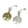 316L Tree of Life Surgical Steel Dangle Belly Button Rings Diamond Piercing Body Jewelry