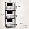 3 Tier Hanging Wire Basket Wall Mounted Storage Bins with Adjustable Chalkboards and S-Hooks - Fruit and Pantry Organization
